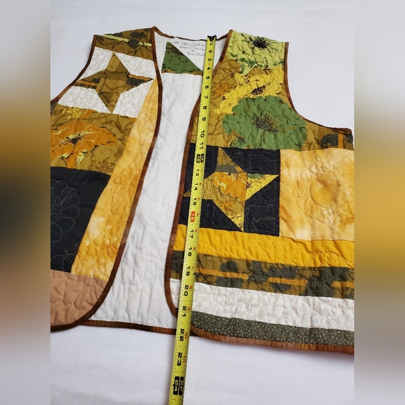 Vintage Y2K Handmade Floral Print Quilted Patchwork Vest One Size Boho Chic - Picture 9 of 14